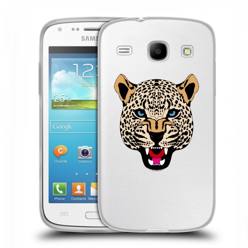 Дизайнерский пластиковый чехол для Samsung Galaxy Core Прозрачные леопарды