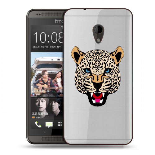 Дизайнерский пластиковый чехол для HTC Desire 700 Прозрачные леопарды