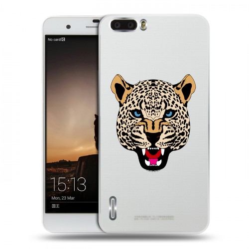 Дизайнерский пластиковый чехол для Huawei Honor 6 Plus Прозрачные леопарды
