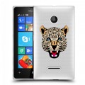 Дизайнерский пластиковый чехол для Microsoft Lumia 435 Прозрачные леопарды