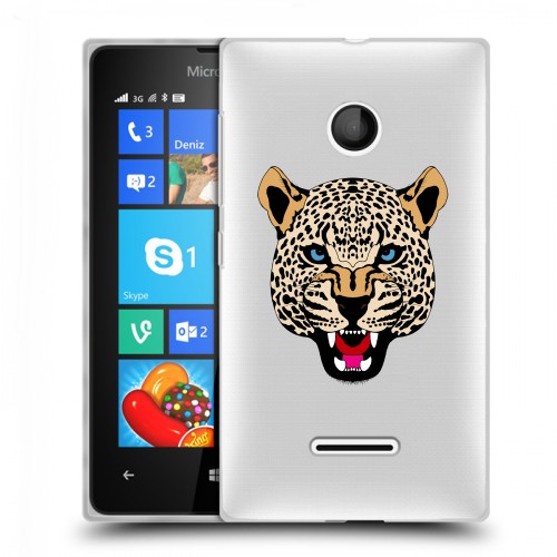 Дизайнерский пластиковый чехол для Microsoft Lumia 435 Прозрачные леопарды