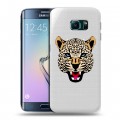 Дизайнерский пластиковый чехол для Samsung Galaxy S6 Edge Прозрачные леопарды