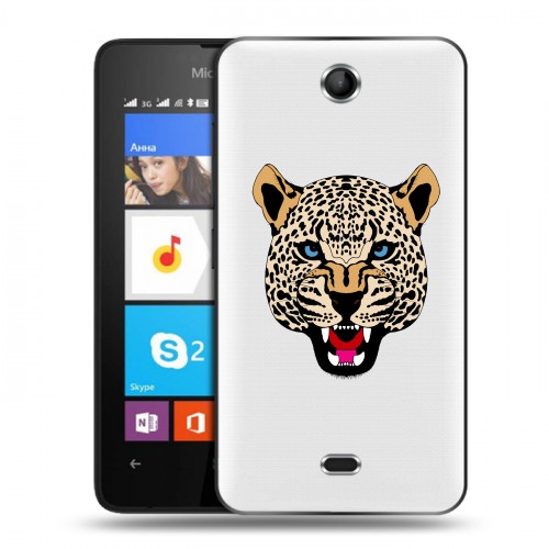 Дизайнерский силиконовый чехол для Microsoft Lumia 430 Dual SIM Прозрачные леопарды