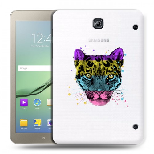 Дизайнерский силиконовый чехол для Samsung Galaxy Tab S2 8.0 Прозрачные леопарды