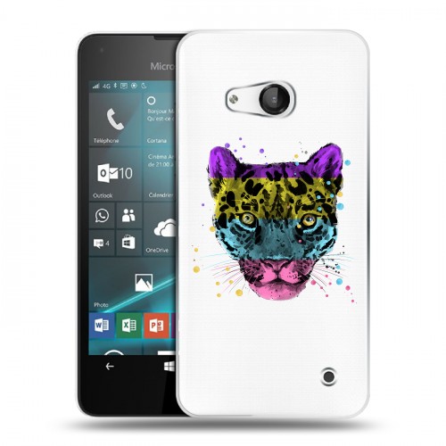 Дизайнерский пластиковый чехол для Microsoft Lumia 550 Прозрачные леопарды