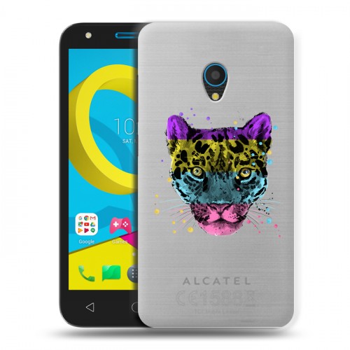 Дизайнерский пластиковый чехол для Alcatel U5 Прозрачные леопарды