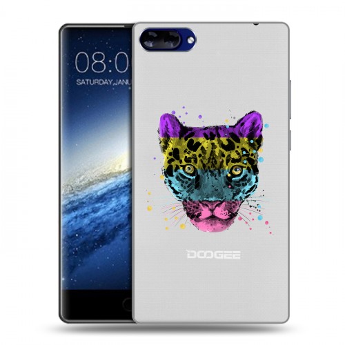 Дизайнерский силиконовый чехол для Doogee Mix Прозрачные леопарды