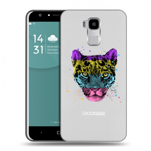 Дизайнерский пластиковый чехол для Doogee Y6 Прозрачные леопарды