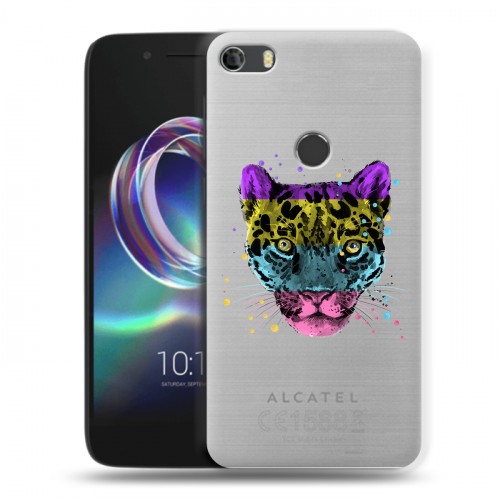 Дизайнерский силиконовый чехол для Alcatel Idol 5 Прозрачные леопарды