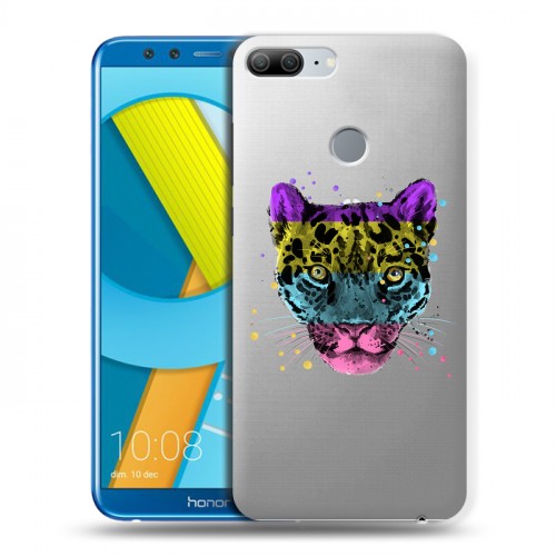 Дизайнерский пластиковый чехол для Huawei Honor 9 Lite Прозрачные леопарды
