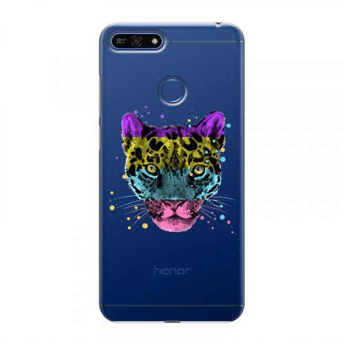 Дизайнерский силиконовый чехол для Huawei Honor 7A Pro Прозрачные леопарды