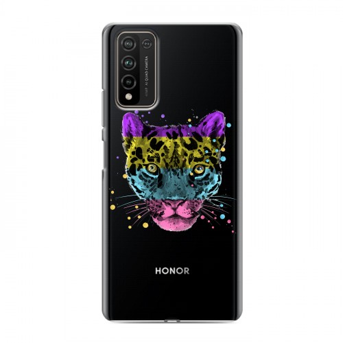 Дизайнерский пластиковый чехол для Huawei Honor 10X Lite Прозрачные леопарды