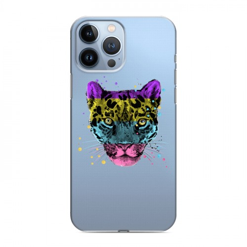 Дизайнерский пластиковый чехол для Iphone 13 Pro Max Прозрачные леопарды
