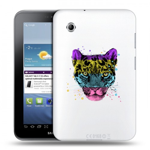 Дизайнерский силиконовый чехол для Samsung Galaxy Tab 2 7.0 Прозрачные леопарды
