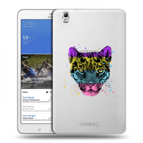 Дизайнерский силиконовый чехол для Samsung Galaxy Tab Pro 8.4 Прозрачные леопарды