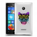 Дизайнерский пластиковый чехол для Microsoft Lumia 435 Прозрачные леопарды