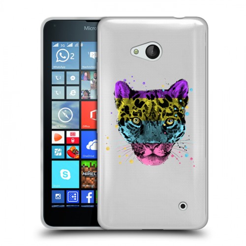 Дизайнерский пластиковый чехол для Microsoft Lumia 640 Прозрачные леопарды