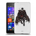 Дизайнерский пластиковый чехол для Microsoft Lumia 540 Прозрачные леопарды