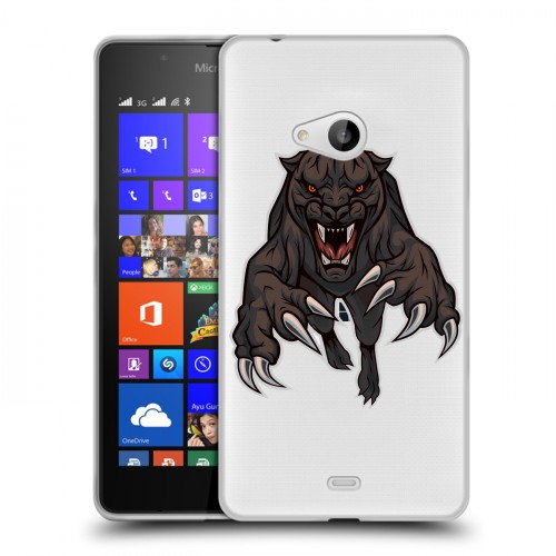 Дизайнерский пластиковый чехол для Microsoft Lumia 540 Прозрачные леопарды