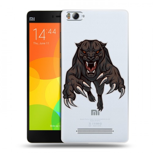 Дизайнерский пластиковый чехол для Xiaomi Mi4i Прозрачные леопарды