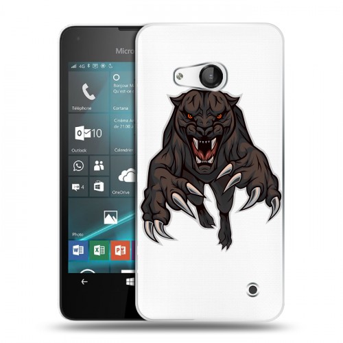 Дизайнерский пластиковый чехол для Microsoft Lumia 550 Прозрачные леопарды