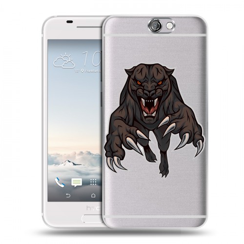 Дизайнерский силиконовый чехол для HTC One A9 Прозрачные леопарды