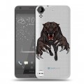 Дизайнерский пластиковый чехол для HTC Desire 530 Прозрачные леопарды