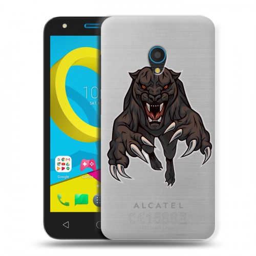 Дизайнерский пластиковый чехол для Alcatel U5 Прозрачные леопарды