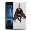 Дизайнерский пластиковый чехол для Nokia 8 Прозрачные леопарды