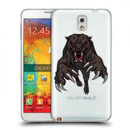 Дизайнерский пластиковый чехол для Samsung Galaxy Note 3 Прозрачные леопарды