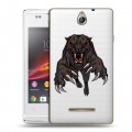 Дизайнерский силиконовый чехол для Sony Xperia E Прозрачные леопарды