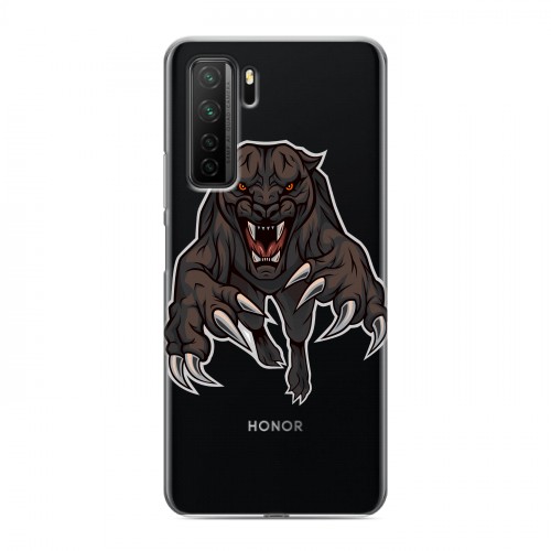 Дизайнерский силиконовый с усиленными углами чехол для Huawei Honor 30S Прозрачные леопарды