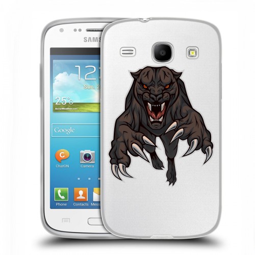 Дизайнерский силиконовый чехол для Samsung Galaxy Core Прозрачные леопарды