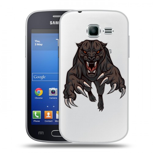 Дизайнерский пластиковый чехол для Samsung Galaxy Trend Lite Прозрачные леопарды