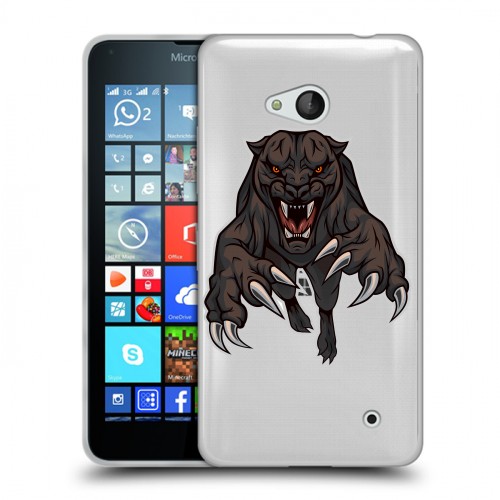 Дизайнерский пластиковый чехол для Microsoft Lumia 640 Прозрачные леопарды