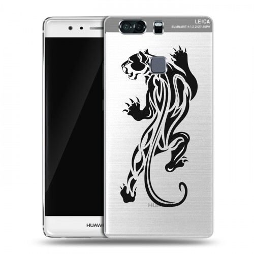 Полупрозрачный дизайнерский пластиковый чехол для Huawei P9 Plus Прозрачные леопарды