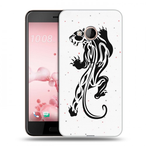 Полупрозрачный дизайнерский пластиковый чехол для HTC U Play Прозрачные леопарды