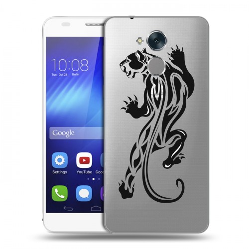 Полупрозрачный дизайнерский пластиковый чехол для Huawei Honor 6C Прозрачные леопарды