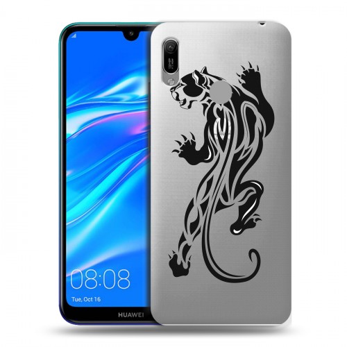 Полупрозрачный дизайнерский пластиковый чехол для Huawei Y6 (2019) Прозрачные леопарды