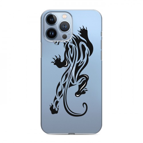 Полупрозрачный дизайнерский пластиковый чехол для Iphone 13 Pro Max Прозрачные леопарды