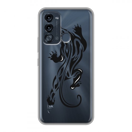 Полупрозрачный дизайнерский силиконовый с усиленными углами чехол для Itel Vision 3 Прозрачные леопарды