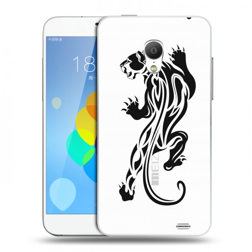 Полупрозрачный дизайнерский пластиковый чехол для  Meizu MX3 Прозрачные леопарды