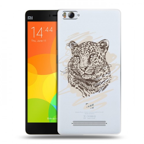 Дизайнерский пластиковый чехол для Xiaomi Mi4i Прозрачные леопарды