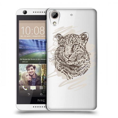 Дизайнерский пластиковый чехол для HTC Desire 626 Прозрачные леопарды