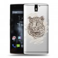 Дизайнерский силиконовый чехол для OnePlus One Прозрачные леопарды