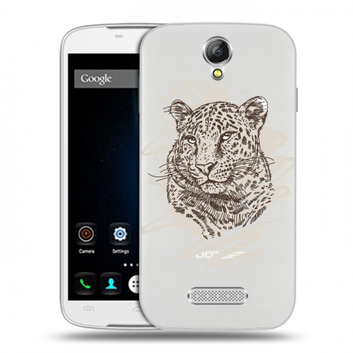 Дизайнерский пластиковый чехол для Doogee X6 Прозрачные леопарды