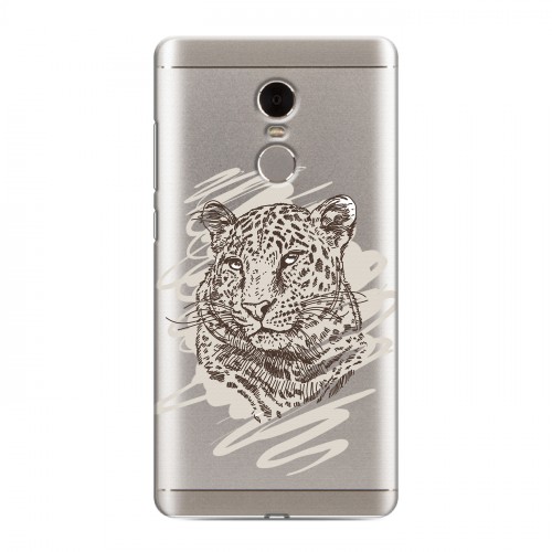Дизайнерский силиконовый чехол для Xiaomi RedMi Note 4 Прозрачные леопарды