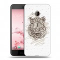 Дизайнерский силиконовый чехол для HTC U Play Прозрачные леопарды