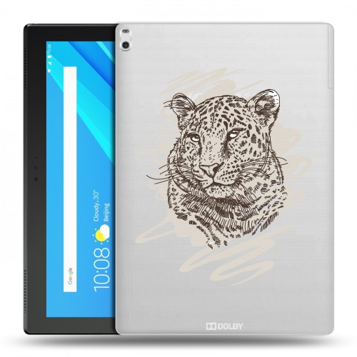 Дизайнерский силиконовый чехол для Lenovo Tab 4 10 Plus Прозрачные леопарды
