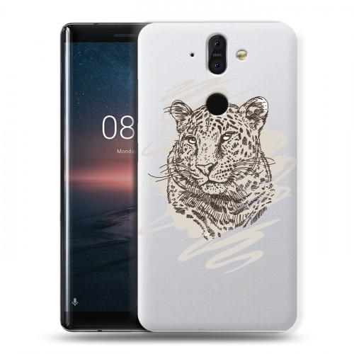 Дизайнерский пластиковый чехол для Nokia 8 Sirocco Прозрачные леопарды
